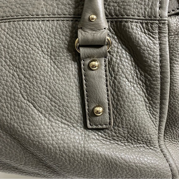 Kate Spade Womens Cobble Hill Leslie Fold Over Gray Leather Handbag/gold detail - Picture 9 of 10